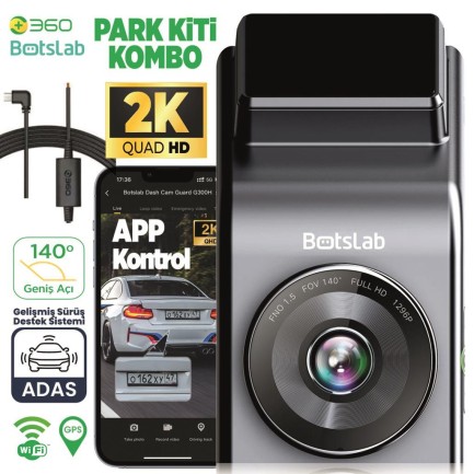 360+ - 360+ Botslab G300H Pro ADAS 3K WiFi+GPS 150° Geniş Açı Gece Görüşlü Araç İçi Kamera Dash Cam Araç Kamerası+WDR+LCD Ekran+G-Sensör+Sesli Kontrol+Park Modu Kiti Combo