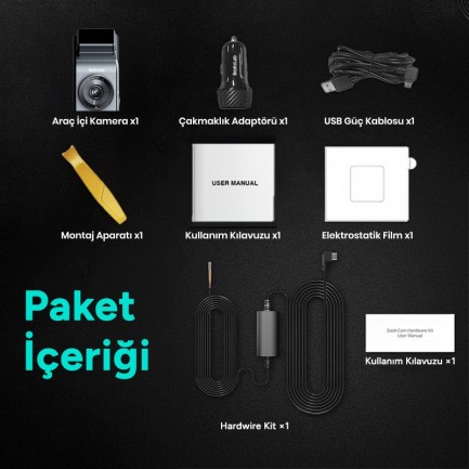 360+ Botslab G300H Pro ADAS 3K WiFi+GPS 150° Geniş Açı Gece Görüşlü Araç İçi Kamera Dash Cam Araç Kamerası+WDR+LCD Ekran+G-Sensör+Sesli Kontrol+Park Modu Kiti Combo - Thumbnail