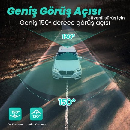 360+ Botslab G500H Pro ADAS Ön 3K QHD - Arka 1080P FHD 150° Geniş Açı WiFi+GPS Gece Görüşlü Akıllı Araç İçi Kamera +Park Modu Kiti Combo - Thumbnail