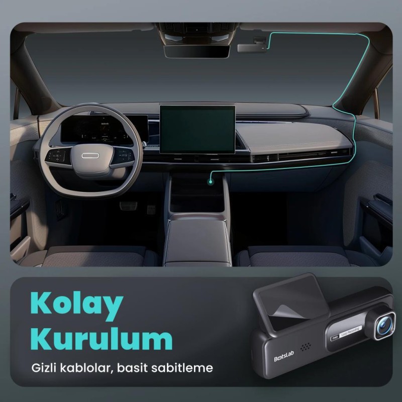 360+ Botslab HK30 Pro 2K QHD WiFi 140° Geniş Açı Gece Görüşlü Akıllı Araç İçi Kamera+ Park Modu Bağlantı Kablosu Combo 