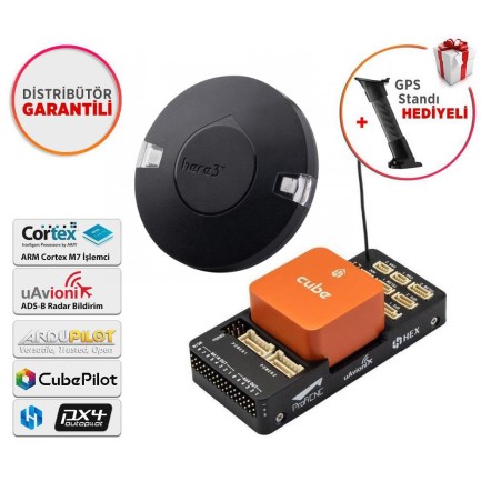 CubePilot Pixhawk The Cube Orange Standard Set Otopilot Sistemi (ADS-B Carrier Board) + HERE3+ CAN GPS / GNSS WITH MP8 Combo ( Distribütör Garantili )