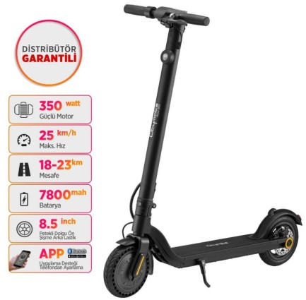 Citymate Gold 350Watt Elektrikli Scooter Bluetooth'lu 8.5" Inch Şişme Teker Siyah