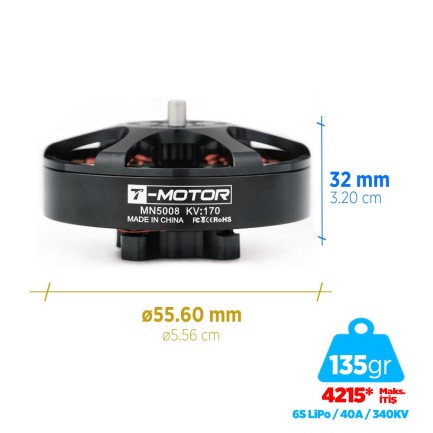 T-Motor MN5008 340KV Antigravity Outrunner Brushless Fırçasız UAV Motor Multikopter Multi-rotor Quadcopter Hexacopter Drone Motoru