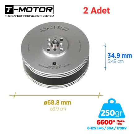 T-Motor MN601-S 170KV Brushless Fırçasız UAV Motor VTOL Multikopter Multi-rotor Quadcopter Hexacopter Drone Motoru (2Adet)