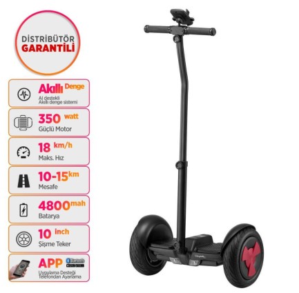 Citymate Ninebot Plus Elektrikli Kaykay Hoverboard Scooter Çubuklu Bluetooth Siyah