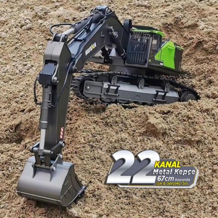 HUINA 1593 1/14 Yüksek Kalite 22 Kanal RC Model Metal Kepçeli Kazıcı Ekskavatör Uzaktan Kumandalı Çok Fonksiyonlu İş Makinesi -2.4G Sesli&Işıklı