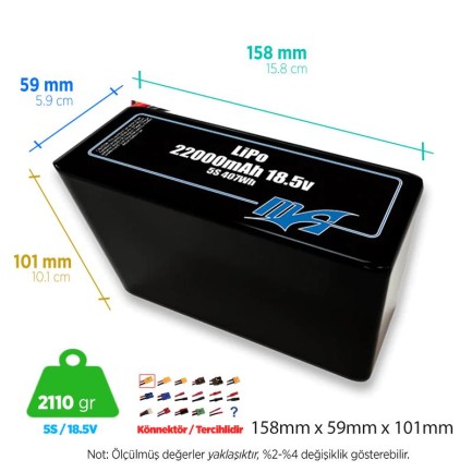 MaxAmps 22000 mAh 5S 2P 40C 18.5v Lityum Polimer LiPo Batarya Pil MaxAmps 22000 mAh 5S 2P 40C 18.5v Lityum Polimer LiPo Batarya Pil