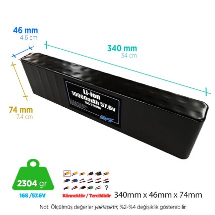 MaxAmps 10000 mAh 16S 2P 57.6v Lityum İon Li-İon Batarya Pil MaxAmps 10000 mAh 16S 2P 57.6v Lityum İon Li-İon Batarya Pil