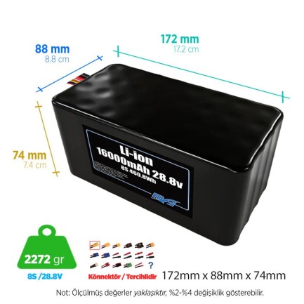 MaxAmps 16000 mAh 8S 4P 28.8v Lityum İon Li-İon Batarya Pil MaxAmps 16000 mAh 8S 4P 28.8v Lityum İon Li-İon Batarya Pil