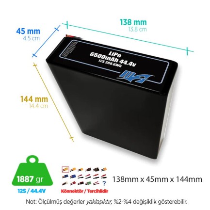 MaxAmps 6500 mAh 12S 2P 150C 44.4v Lityum Polimer LiPo Batarya Pil MaxAmps 6500 mAh 12S 2P 150C 44.4v Lityum Polimer LiPo Batarya Pil