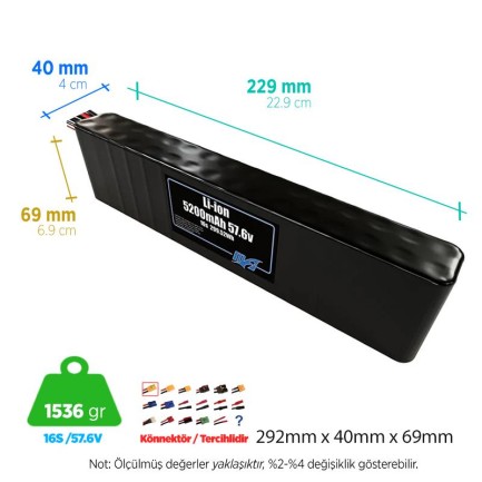 MaxAmps 5200 mAh 16S 2P 57.6v Lityum İon Li-İon Batarya Pil MaxAmps 5200 mAh 16S 2P 57.6v Lityum İon Li-İon Batarya Pil