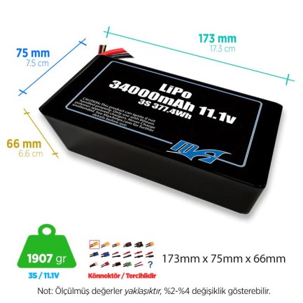 MaxAmps 34000 mAh 3S 2P 15C 11.1v Lityum Polimer LiPo Batarya Pil MaxAmps 34000 mAh 3S 2P 15C 11.1v Lityum Polimer LiPo Batarya Pil