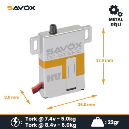 Savox SG-0212MG Digital Servo DC Motor High Voltage Metal Dişli Savox SG-0212MG Digital Servo DC Motor High Voltage Metal Dişli