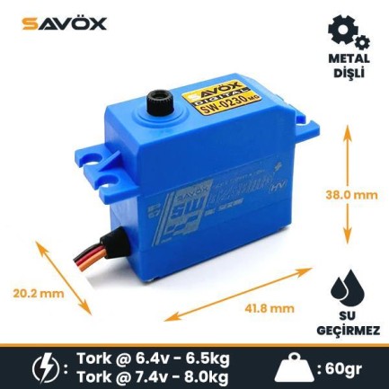 Savox SW0230MGP Digital Servo DC Motor High Voltage Su Geçirmez Metal Dişli Savox SW0230MGP Digital Servo DC Motor High Voltage Su Geçirmez Metal Dişli