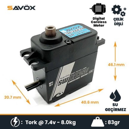 Savox SW1213SG Digital Servo Coreless Motor High Voltage Su Geçirmez Çelik Dişli Savox SW1213SG Digital Servo Coreless Motor High Voltage Su Geçirmez Çelik Dişli