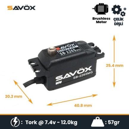 Savox SB2265MG-BE Black Edition Digital Servo Brushless Motor Low Profile High Voltage Çelik Dişli Savox SB2265MG-BE Black Edition Digital Servo Brushless Motor Low Profile High Voltage Çelik Dişli