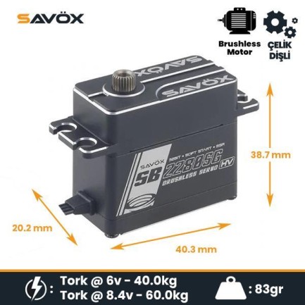 Savox SB2280SGP Digital Servo Brushless Motor with Soft Start High Voltage Su Geçirmez Çelik Dişli Savox SB2280SGP Digital Servo Brushless Motor with Soft Start High Voltage Su Geçirmez Çelik Dişli