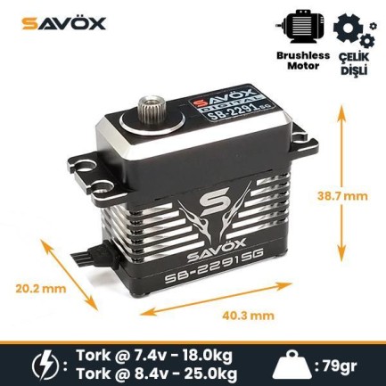 Savox SB2291SG Black Edition Digital Servo Brushless Motor High Voltage Çelik Dişli Savox SB2291SG Black Edition Digital Servo Brushless Motor High Voltage Çelik Dişli