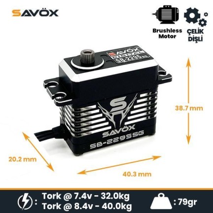 Savox SB2295SG Black Edition Digital Servo Brushless Motor High Torque High Voltage Çelik Dişli Savox SB2295SG Black Edition Digital Servo Brushless Motor High Torque High Voltage Çelik Dişli