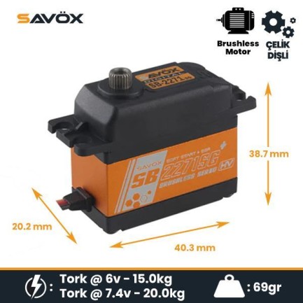 Savox SB2271SGP Digital Servo Brushless Motor High Voltage Çelik Dişli Savox SB2271SGP Digital Servo Brushless Motor High Voltage Çelik Dişli