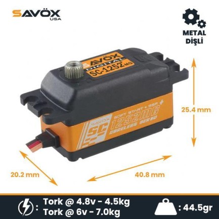 Savox SC1252MGP Digital Servo Low Profile With Soft Start High Voltage Metal Dişli Savox SC1252MGP Digital Servo Low Profile With Soft Start High Voltage Metal Dişli