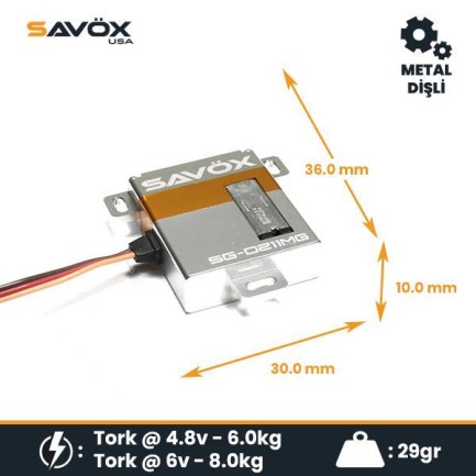 Savox SG0211MG Digital Servo DC Motor High Torque Metal Dişli Savox SG0211MG Digital Servo DC Motor High Torque Metal Dişli