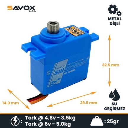 Savox SW0250MGP Micro Digital Servo DC Motor With Soft Start High Torque Su Geçirmez Metal Dişli Savox SW0250MGP Micro Digital Servo DC Motor With Soft Start High Torque Su Geçirmez Metal Dişli