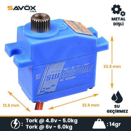 Savox SW0267MGP Micro Digital Servo DC Motor With Soft Start High Torque Su Geçirmez Metal Dişli Savox SW0267MGP Micro Digital Servo DC Motor With Soft Start High Torque Su Geçirmez Metal Dişli