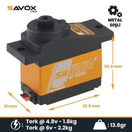Savox SH0253P Micro Digital Servo DC Motor With Soft Start High Torque Metal Dişli Savox SH0253P Micro Digital Servo DC Motor With Soft Start High Torque Metal Dişli