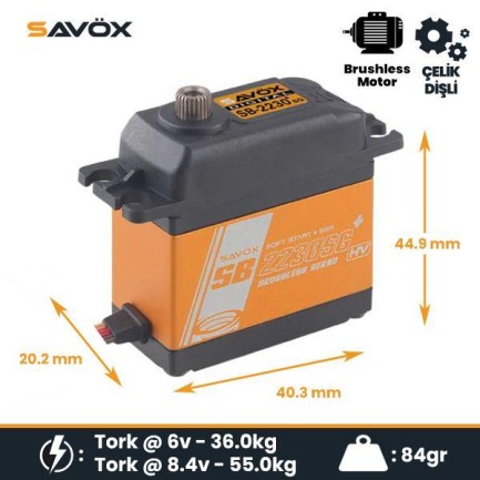 Savox SB2230SGP Digital Servo Brushless Motor High Voltage Çelik Dişli Savox SB2230SGP Digital Servo Brushless Motor High Voltage Çelik Dişli