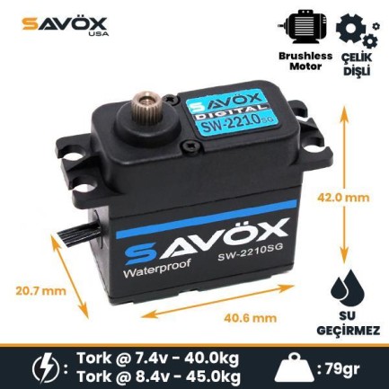 Savox SW2210SG-BE Black Edition Digital Servo Brushless Motor High Voltage Su Geçirmez Çelik Dişli Savox SW2210SG-BE Black Edition Digital Servo Brushless Motor High Voltage Su Geçirmez Çelik Dişli