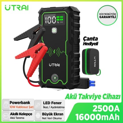 UTRAI JS-1 Pro 16000mAh 2500A Jump Starter Taşınabilir Akü Takviye Cihazı ( Kablosuz Şarj + Pusula + Çanta + Led lamba + Powerbank ) UTRAI JS-1 Pro 16000mAh 2500A Jump Starter Taşınabilir Akü Takviye Cihazı ( Kablosuz Şarj + Pusula + Çanta + Led lamba + Powerbank )