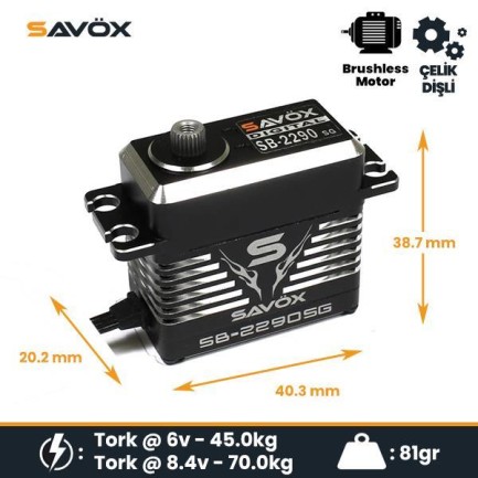 Savox SB2290SG Black Edition Digital Servo Brushless Motor High Voltage Çelik Dişli Savox SB2290SG Black Edition Digital Servo Brushless Motor High Voltage Çelik Dişli