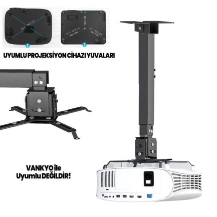 Universal 43-65CM Projeksiyon Cihazı Tavan Askı Aparatı Tavan Bağlantı Aparatı Duvar Bağlantı Aparatı Siyah (VANKYO İLE UYUMLU DEĞİLDİR) Universal 43-65CM Projeksiyon Cihazı Tavan Askı Aparatı Tavan Bağlantı Aparatı Duvar Bağlantı Aparatı Siyah (VANKYO İLE UYUMLU DEĞİLDİR)