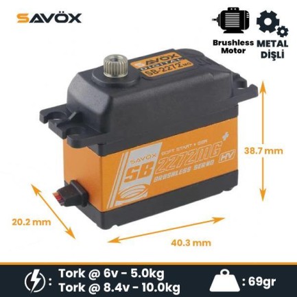 Savox SB2272MGP Digital Servo Brushless Motor With Soft Start High Voltage Metal Dişli Savox SB2272MGP Digital Servo Brushless Motor With Soft Start High Voltage Metal Dişli