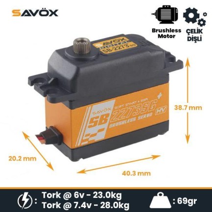 Savox SB2273SGP Digital Servo Brushless Motor High Voltage Çelik Dişli Savox SB2273SGP Digital Servo Brushless Motor High Voltage Çelik Dişli
