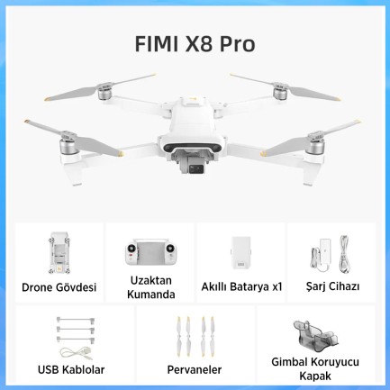 FIMI X8 PRO 2025 - 1/1.3 inç CMOS Sensör | 48 milyon Piksel | 4K / 60fps Video | Roklink 5.0 - 20km Video Aktarım | Ai Süper Gece Video