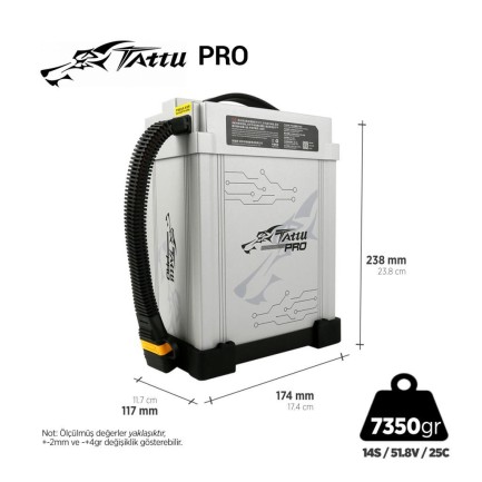Tattu Pro 14S 22000mAh 53.2V 25C HV Lityum Polimer Li-Po Lipo Smart Batarya Drone Pil Tattu Pro 14S 22000mAh 53.2V 25C HV Lityum Polimer Li-Po Lipo Smart Batarya Drone Pil