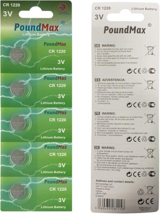 5 X PoundMax 1220 CR1220 3V Lityum Bozuk Para Pilleri - oyuncakhobi