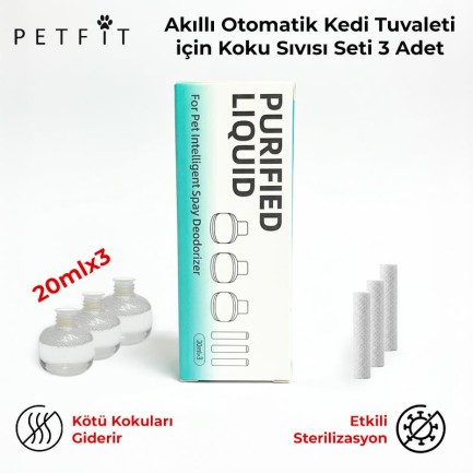 Petfit Ti+ Akıllı Otomatik Kedi Tuvaleti İçin Akıllı Parfüm Şişesi Koku Sıvısı Seti 3 Adet Petfit Ti+ Akıllı Otomatik Kedi Tuvaleti İçin Akıllı Parfüm Şişesi Koku Sıvısı Seti 3 Adet