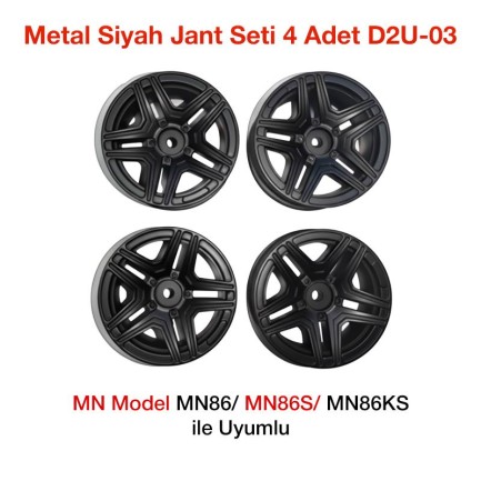 MN Model MN86/MN86S/MN86KS Metal Siyah Jant Seti 4 Adet D2U-03 - oyuncakhobi