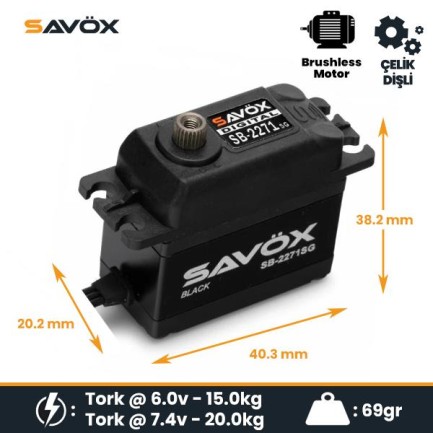 Savox SB2271SG-BE Black Edition Digital Servo Brushless Motor High Voltage Çelik Dişli Savox SB2271SG-BE Black Edition Digital Servo Brushless Motor High Voltage Çelik Dişli