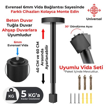 Vankyo Aurzen Projeksiyon Cihazları İçin 60CM Açılabilir Premium Tavan Duvar Askı Aparatı Vankyo Aurzen Projeksiyon Cihazları İçin 60CM Açılabilir Premium Tavan Duvar Askı Aparatı