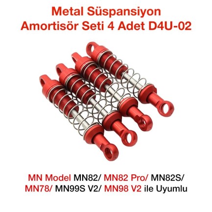 MN Model MN82/MN82 Pro/MN82S/MN78/MN99S V2/MN98 V2 İçin Metal Süspansiyon Amortisör Seti 4 Adet D4U-02 - oyuncakhobi