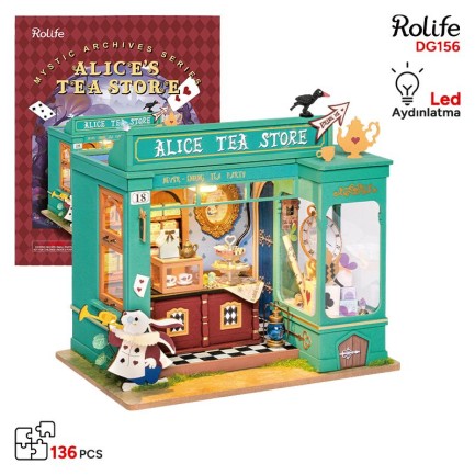 Rolife DG156 Alice'in Çay Dükkanı (Alice's Tea Store) DIY Minyatür Maket Model Seti Mini Dollhouse 3D Model Kit Detaylı Dekoratif Hobi Seti 3D Puzzle Tiny House Rolife DG156 Alice'in Çay Dükkanı (Alice's Tea Store) DIY Minyatür Maket Model Seti Mini Dollhouse 3D Model Kit Detaylı Dekoratif Hobi Seti 3D Puzzle Tiny House