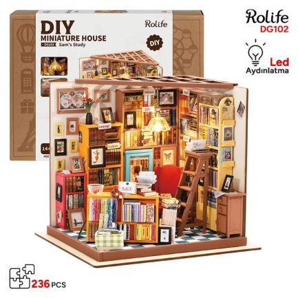 Rolife DG102 Sam'in Çalışma Odası (Sam's Study Room) DIY Minyatür Maket Model Seti Mini Dollhouse 3D Model Kit Detaylı Dekoratif Hobi Seti 3D Puzzle Tiny House Rolife DG102 Sam'in Çalışma Odası (Sam's Study Room) DIY Minyatür Maket Model Seti Mini Dollhouse 3D Model Kit Detaylı Dekoratif Hobi Seti 3D Puzzle Tiny House