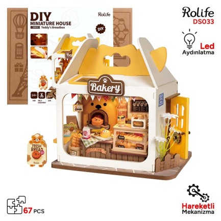 Rolife DS033 Teddy'nin Ekmek Fırını (Teddy's Breadbox) DIY Minyatür Maket Model Seti Mini Dollhouse 3D Model Kit Detaylı Dekoratif Hobi Seti 3D Puzzle Tiny House Rolife DS033 Teddy'nin Ekmek Fırını (Teddy's Breadbox) DIY Minyatür Maket Model Seti Mini Dollhouse 3D Model Kit Detaylı Dekoratif Hobi Seti 3D Puzzle Tiny House