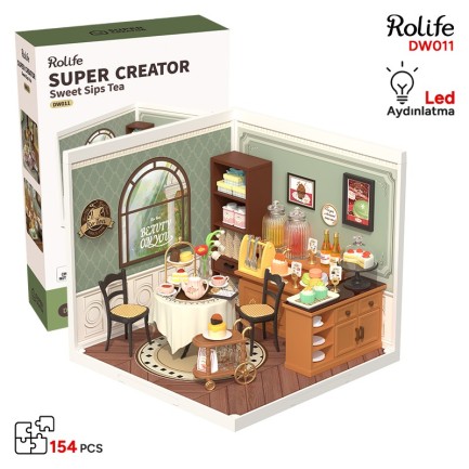 Rolife DW011 Tatlı Çay Dükkanı (Sweet Sips Tea) DIY Minyatür Maket Model Seti Mini Dollhouse 3D Model Kit Detaylı Dekoratif Hobi Seti 3D Puzzle Tiny House Rolife DW011 Tatlı Çay Dükkanı (Sweet Sips Tea) DIY Minyatür Maket Model Seti Mini Dollhouse 3D Model Kit Detaylı Dekoratif Hobi Seti 3D Puzzle Tiny House