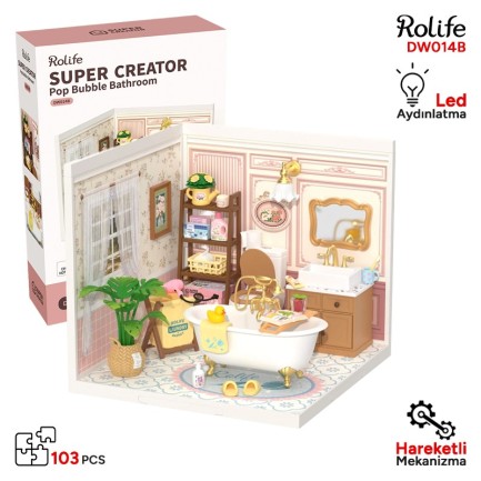 Rolife DW014B Banyo Odası (Pop Bubble Bathroom) DIY Minyatür Maket Model Seti Mini Dollhouse 3D Model Kit Detaylı Dekoratif Hobi Seti 3D Puzzle Tiny House Rolife DW014B Banyo Odası (Pop Bubble Bathroom) DIY Minyatür Maket Model Seti Mini Dollhouse 3D Model Kit Detaylı Dekoratif Hobi Seti 3D Puzzle Tiny House