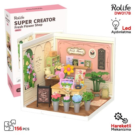 Rolife DW017B Taze Çiçek Dükkanı (Fresh Flower Shop) DIY Minyatür Maket Model Seti Mini Dollhouse 3D Model Kit Detaylı Dekoratif Hobi Seti 3D Puzzle Tiny House Rolife DW017B Taze Çiçek Dükkanı (Fresh Flower Shop) DIY Minyatür Maket Model Seti Mini Dollhouse 3D Model Kit Detaylı Dekoratif Hobi Seti 3D Puzzle Tiny House